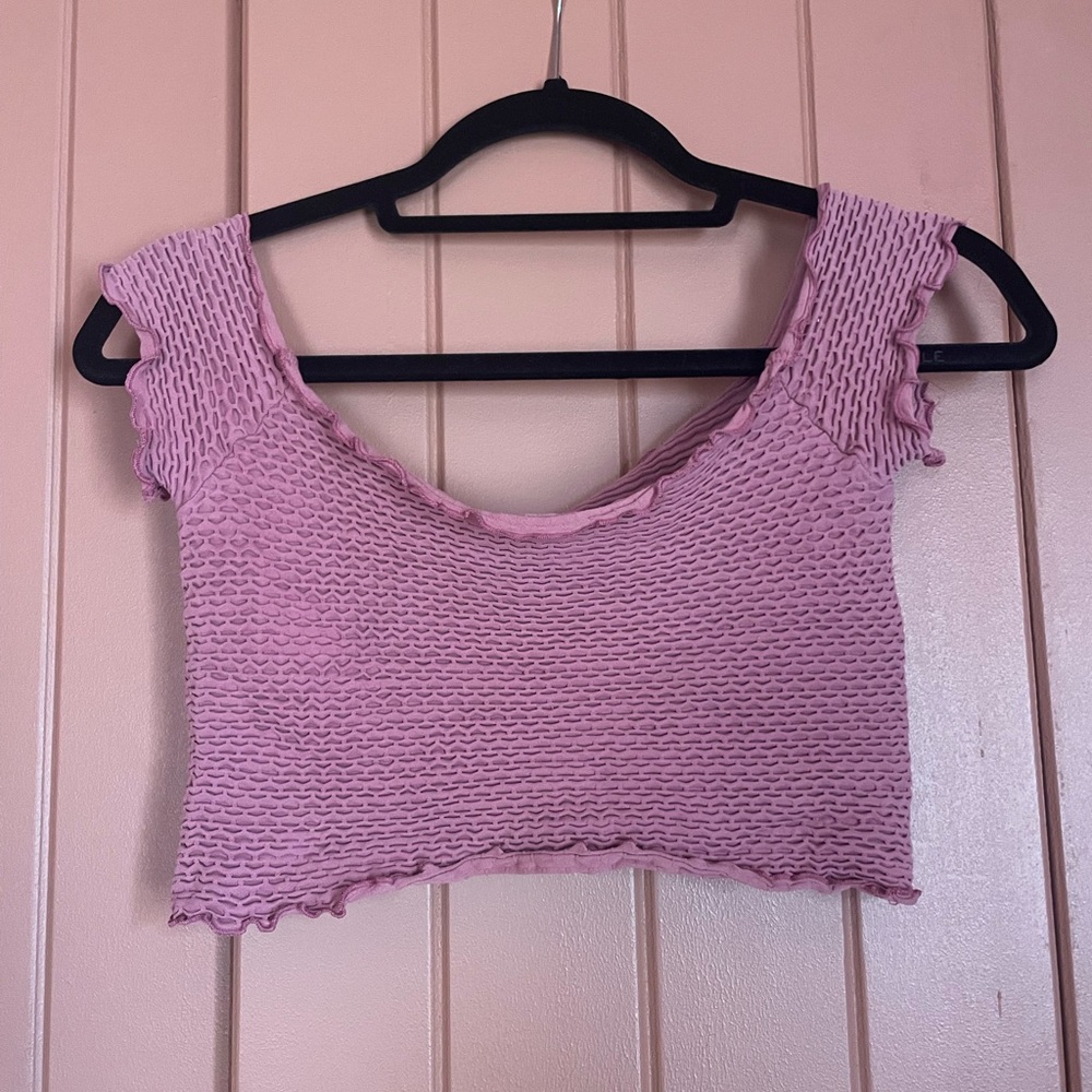 Pink Textured Free People ruched top